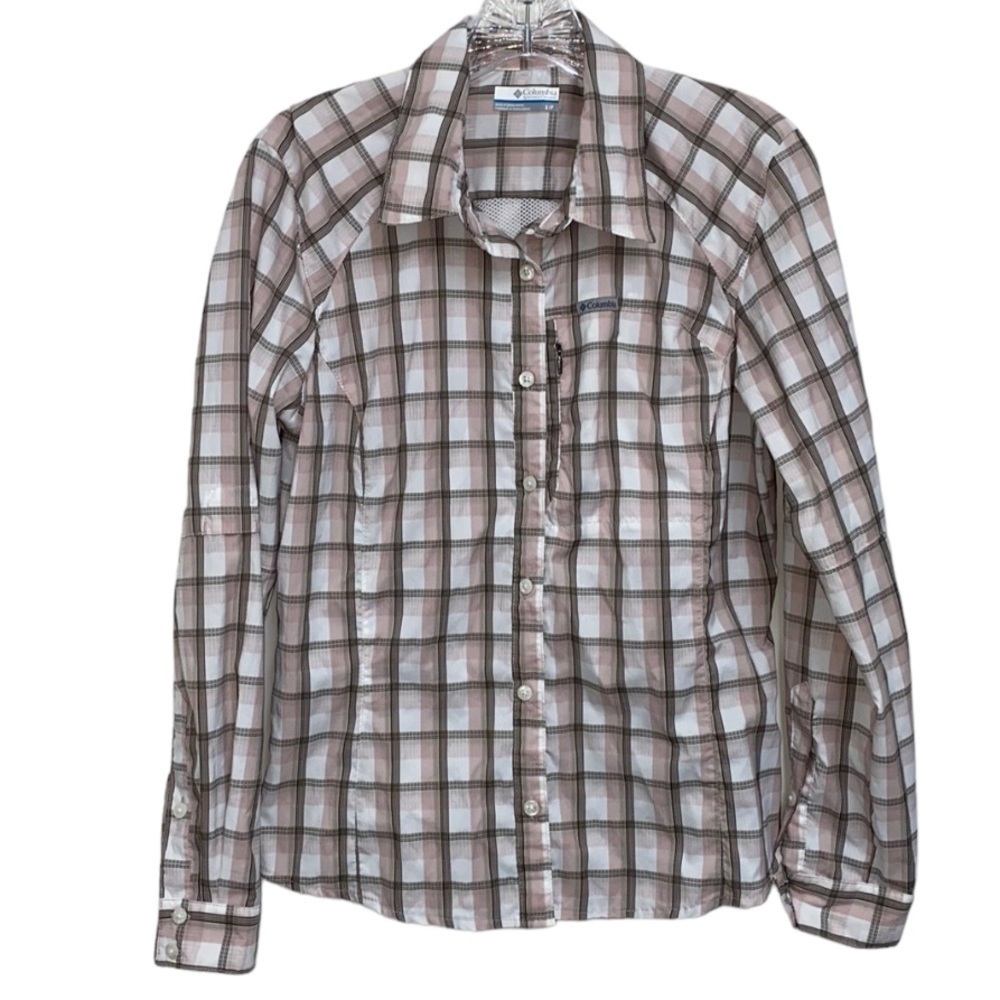 Columbia Sportswear Plaid Light Weight Long Sleeve Button Top Women’s Size Small